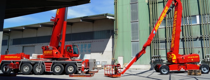 Rachbauer GmbH - Straßwalchen - Salzburg - 220 Tonnen Autokran - 43 meter Gelenkteleskoparbeitsbühne